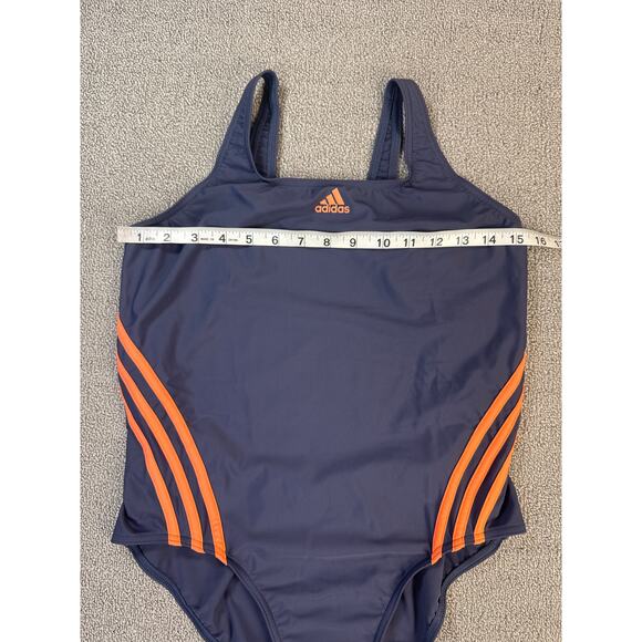NWT Adidas 3S One Piece Swimsuit Navy Coral Performance Activewear US Size 14 - Picture 6 of 8